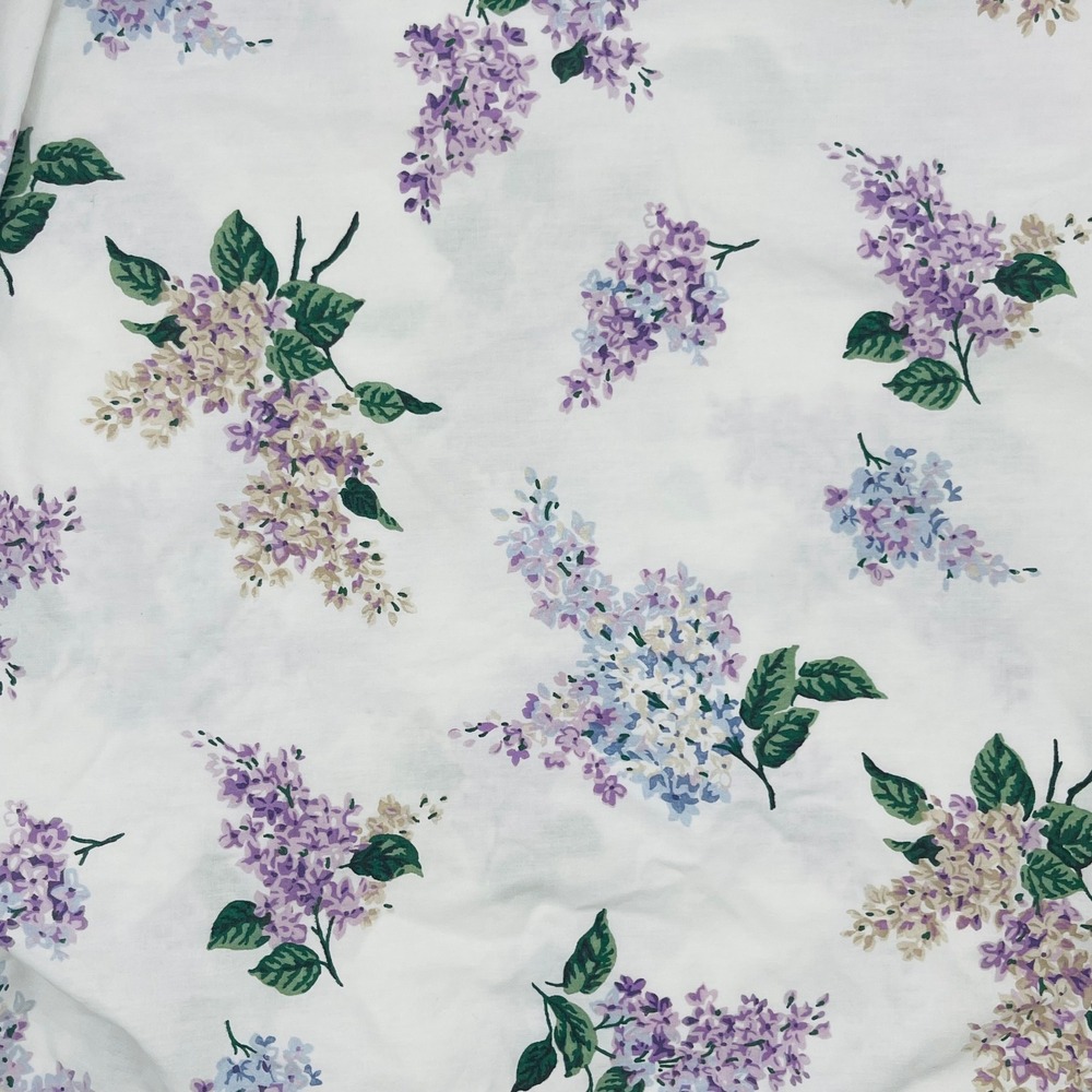 Vintage Cannon Lilac Floral Fitted Sheet Double Full Purple Cottagecore USA - Picture 2 of 3